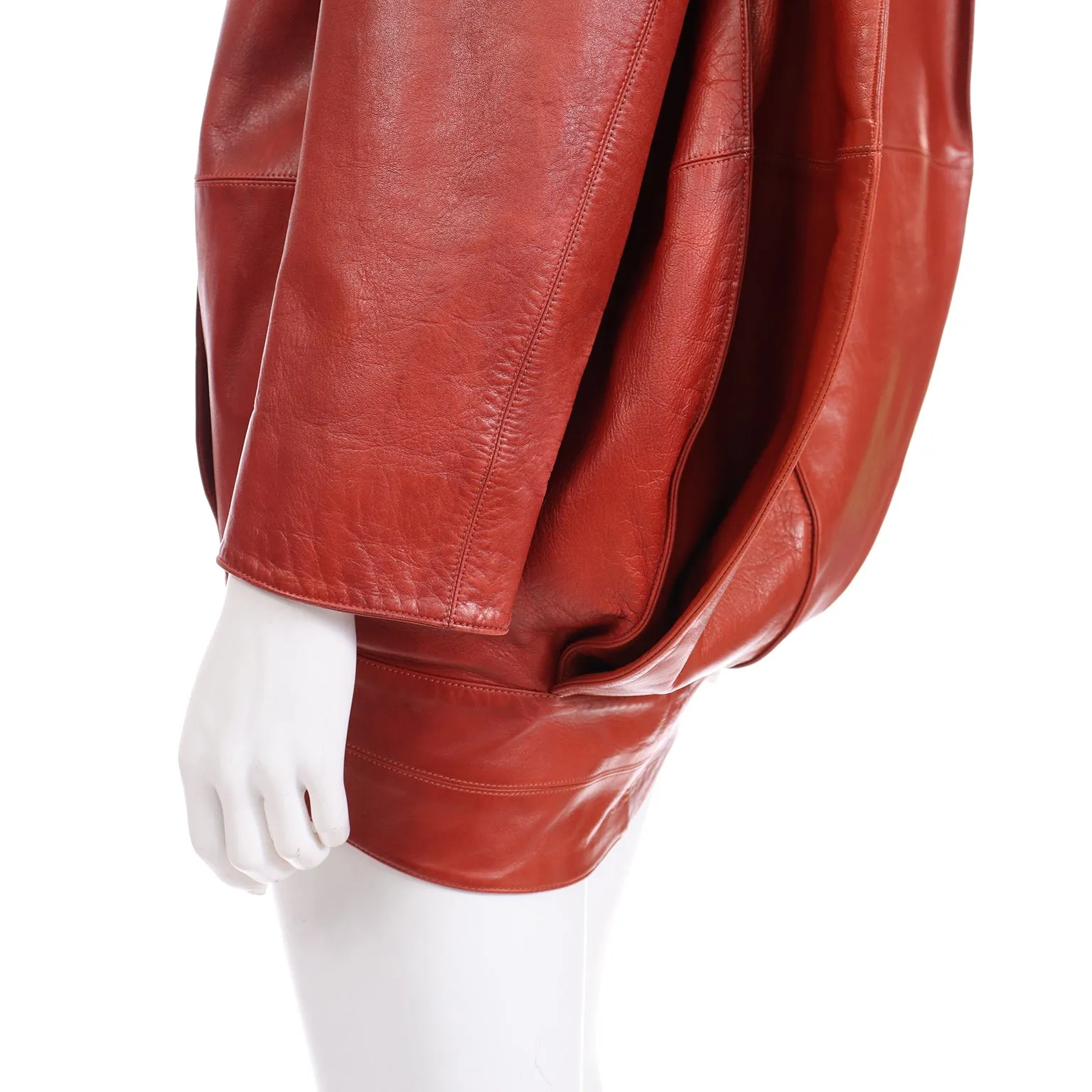 1996 Claude Montana Runway Vintage Leather Funnel Neck Jacket