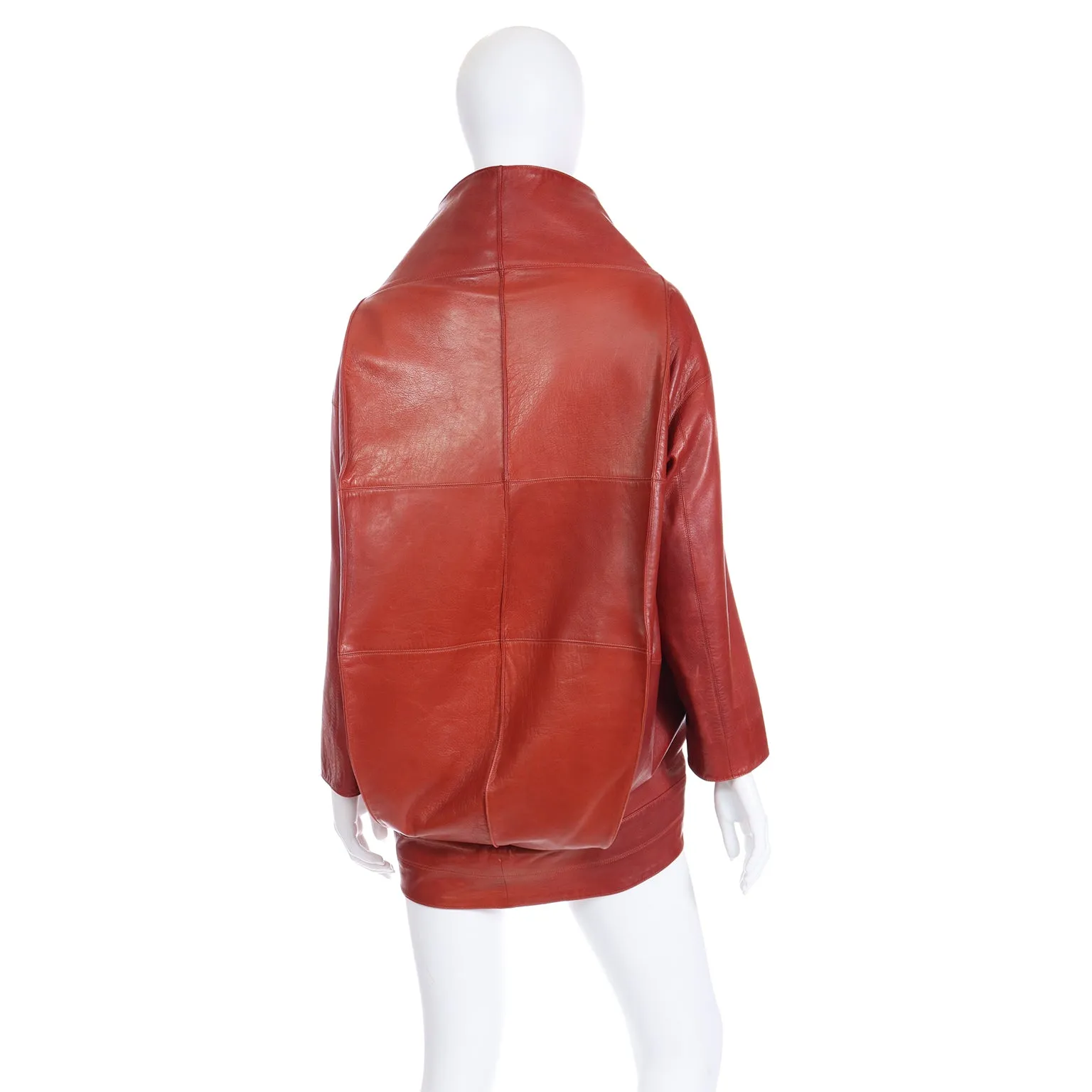 1996 Claude Montana Runway Vintage Leather Funnel Neck Jacket