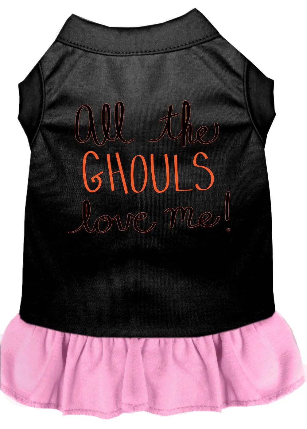 All The Ghouls Screen Print Dog Dress Black With Light Pink Med (12)