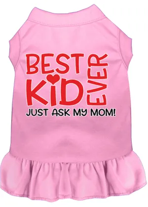 Ask My Mom Screen Print Dog Dress Light Pink 4x (22)