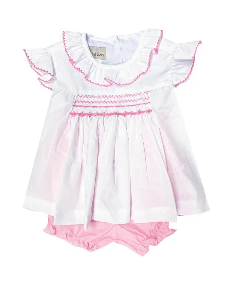 Baby Girls "Sweet Baby" Smocked Pink Popover Set