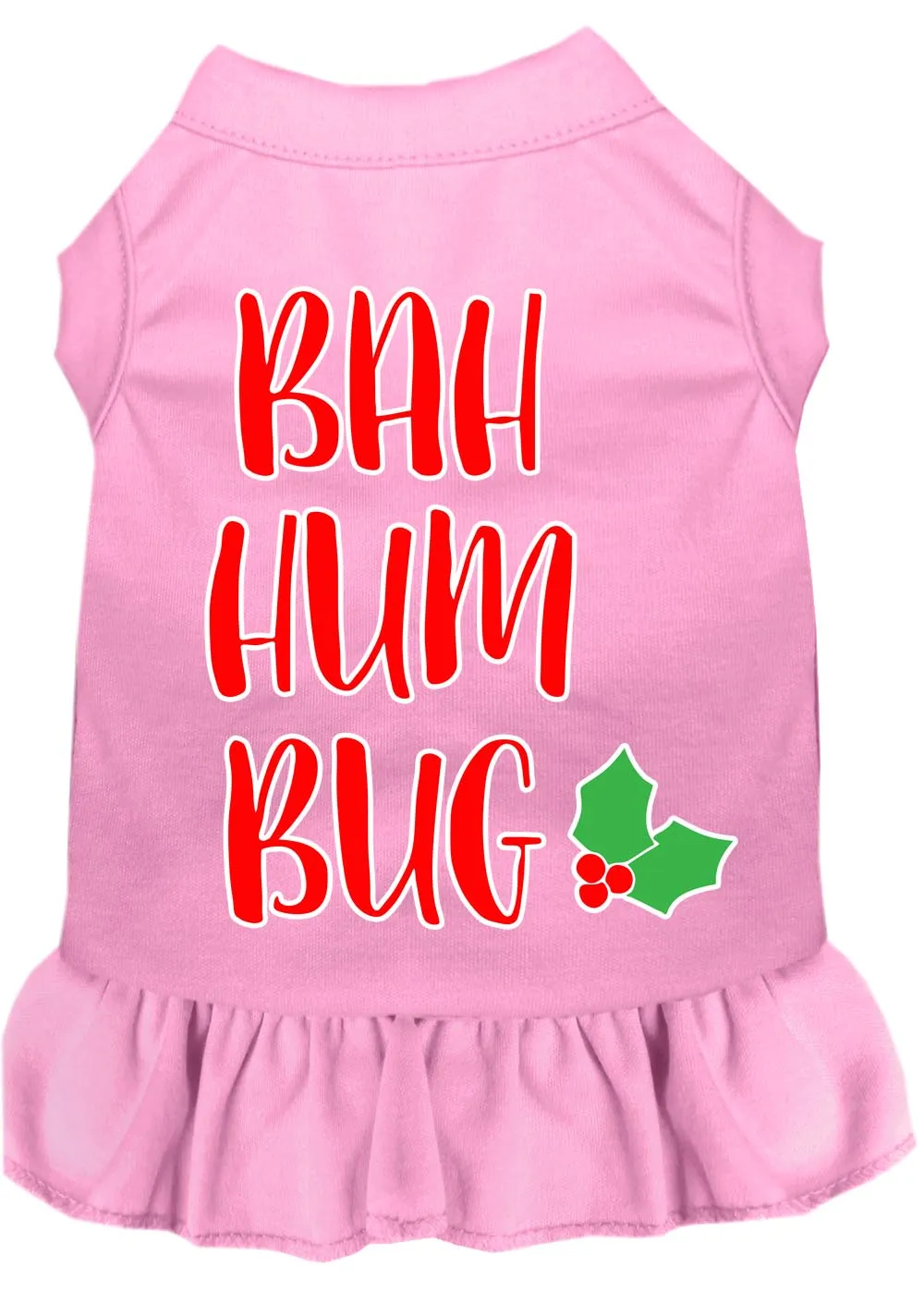 Bah Humbug Screen Print Dog Dress Light Pink 4x