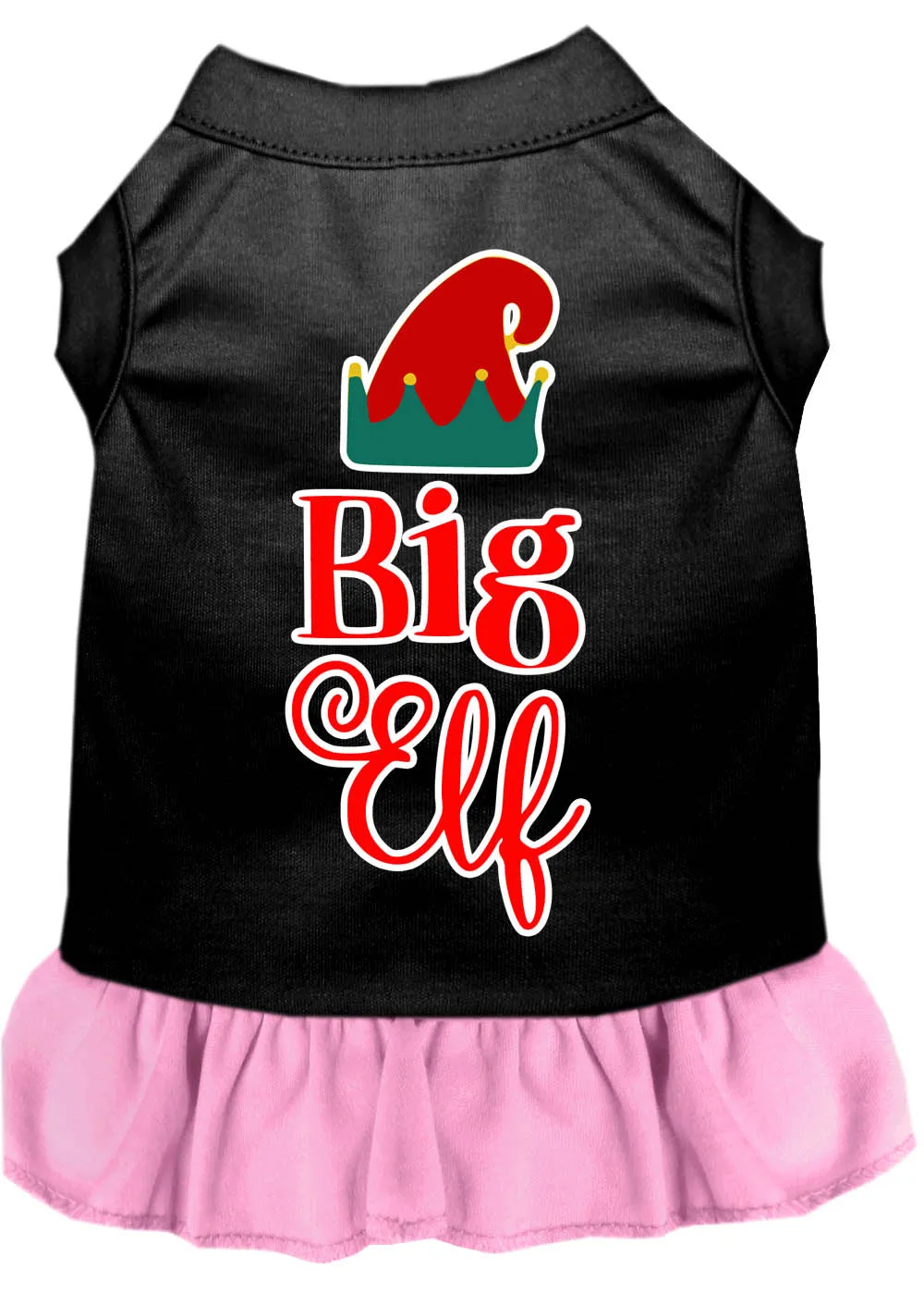 Big Elf Screen Print Dog Dress Black With Light Pink Xl