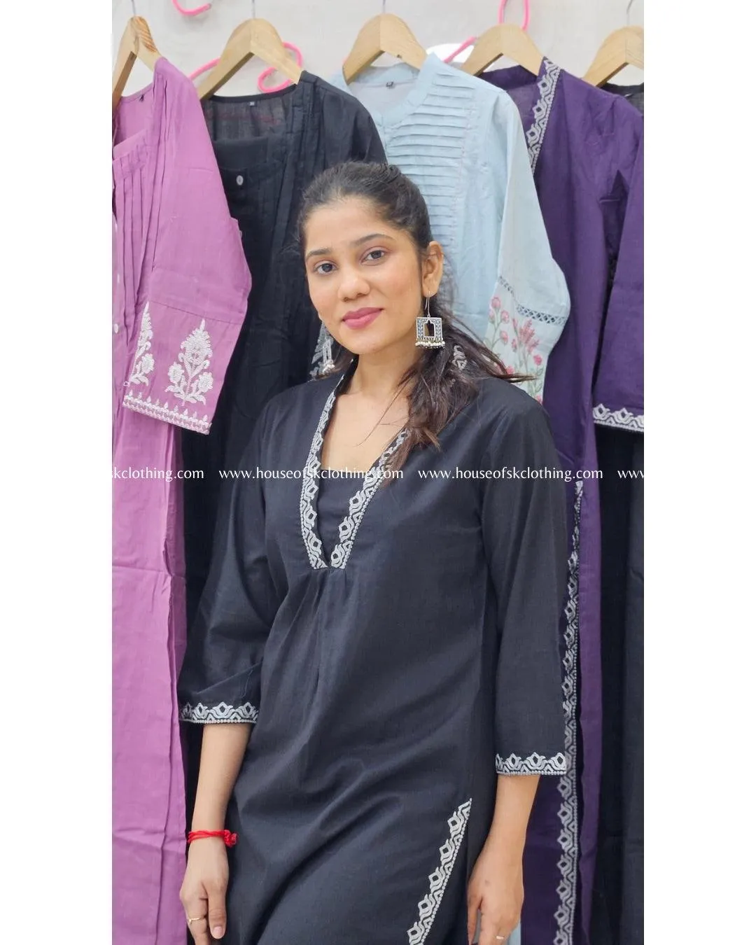 Black Pure Cotton Kurta Set