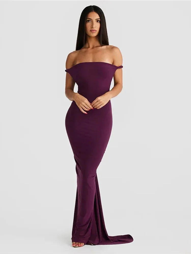 Bodycon Elegant Long Mermaid Halter Off Shoulder Sexy Spring Summer Maxi Dress