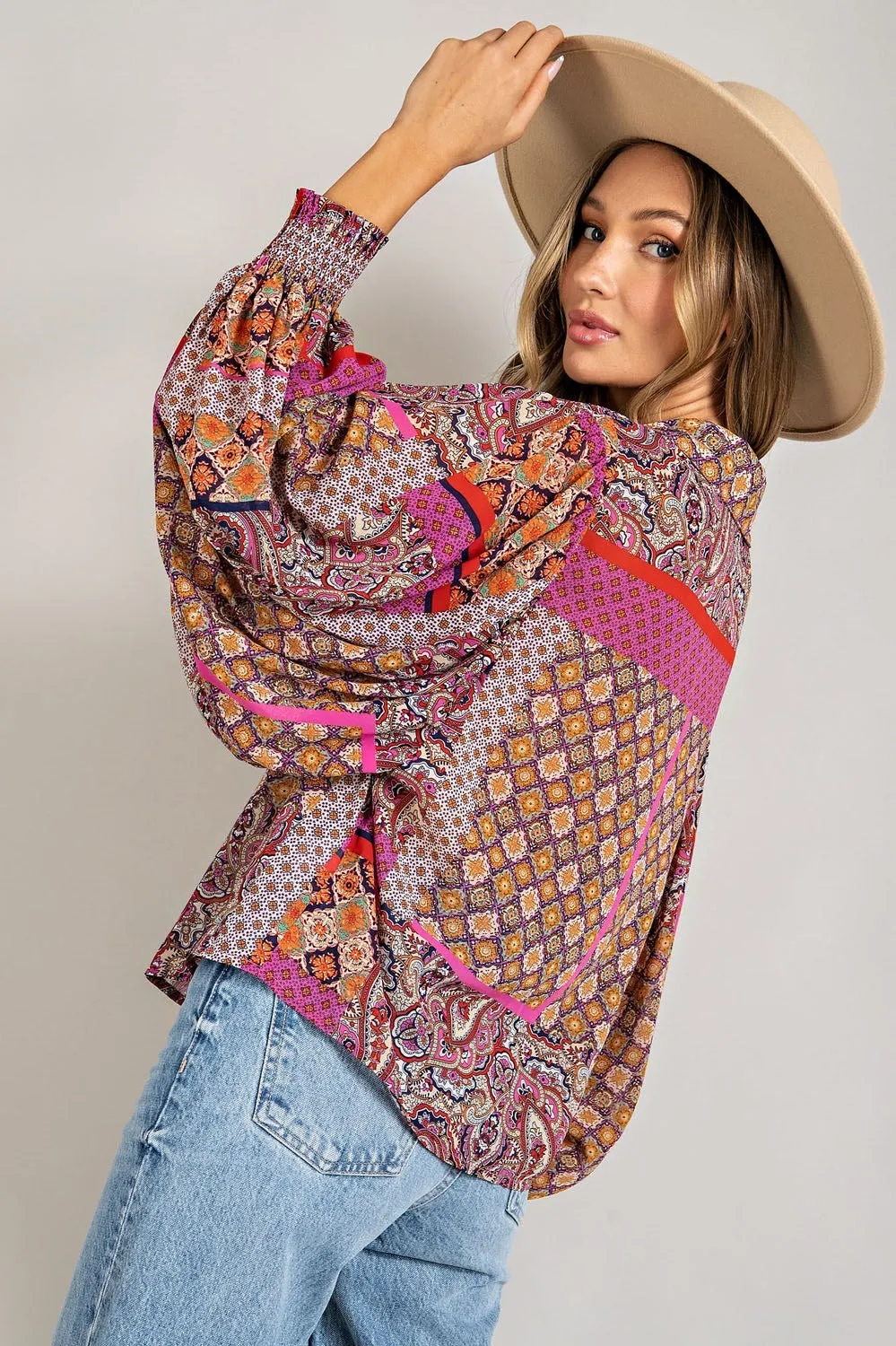 BOHO PUFF SLEEVE TOP