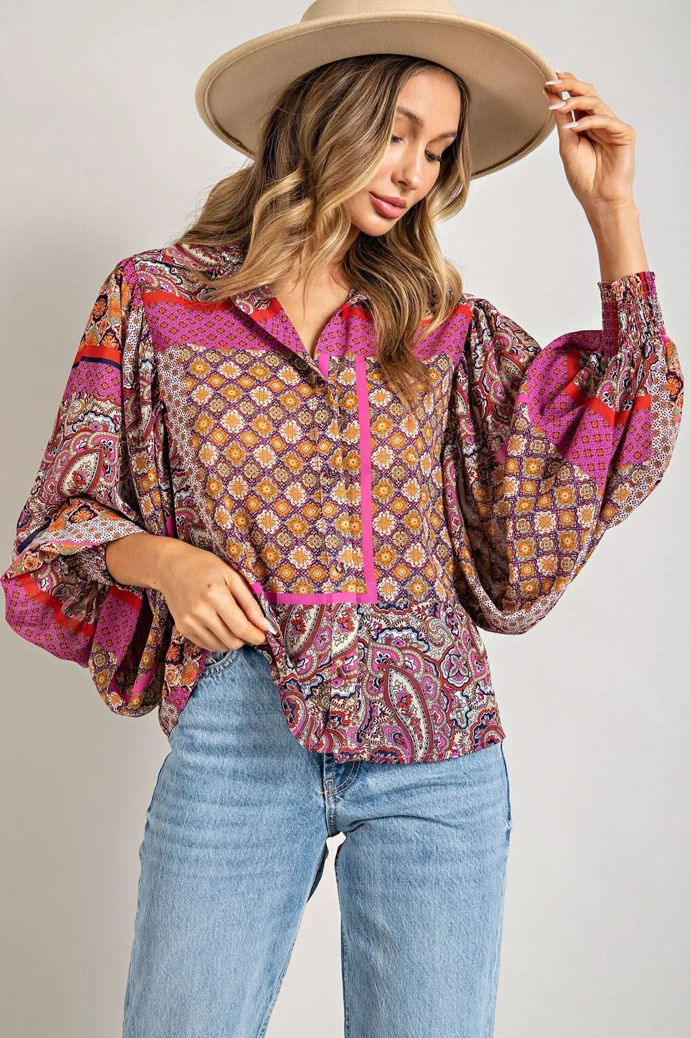 BOHO PUFF SLEEVE TOP