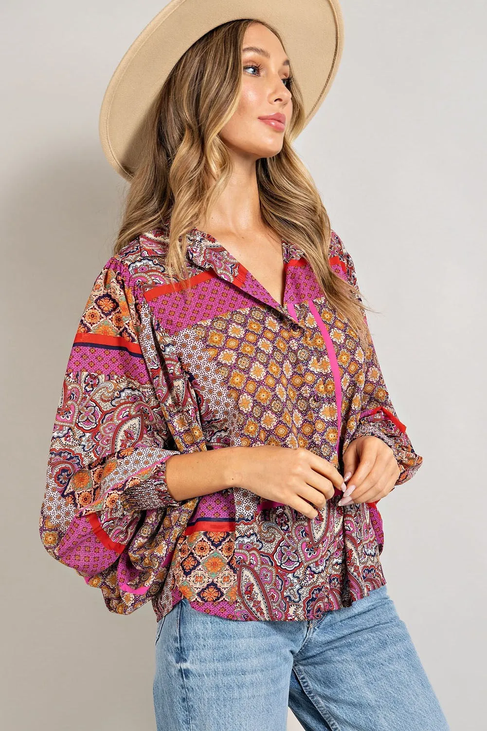 BOHO PUFF SLEEVE TOP