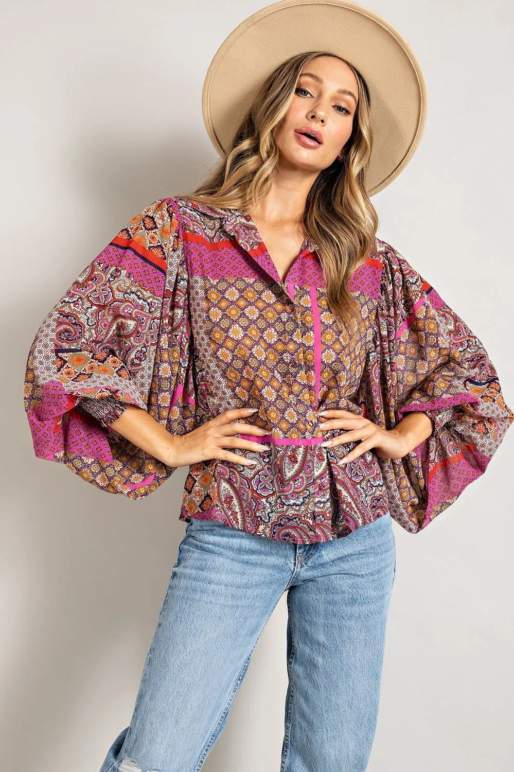 BOHO PUFF SLEEVE TOP