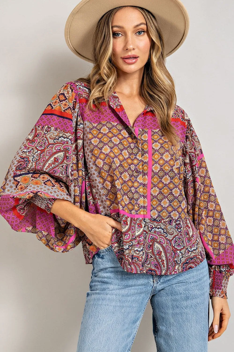 BOHO PUFF SLEEVE TOP