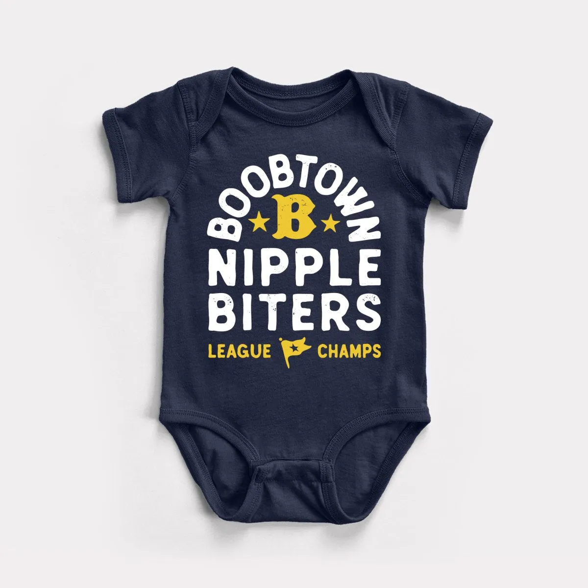 Boobtown Nipple Biters Baby Bodysuit