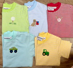 Boys Embroidered Striped Tees