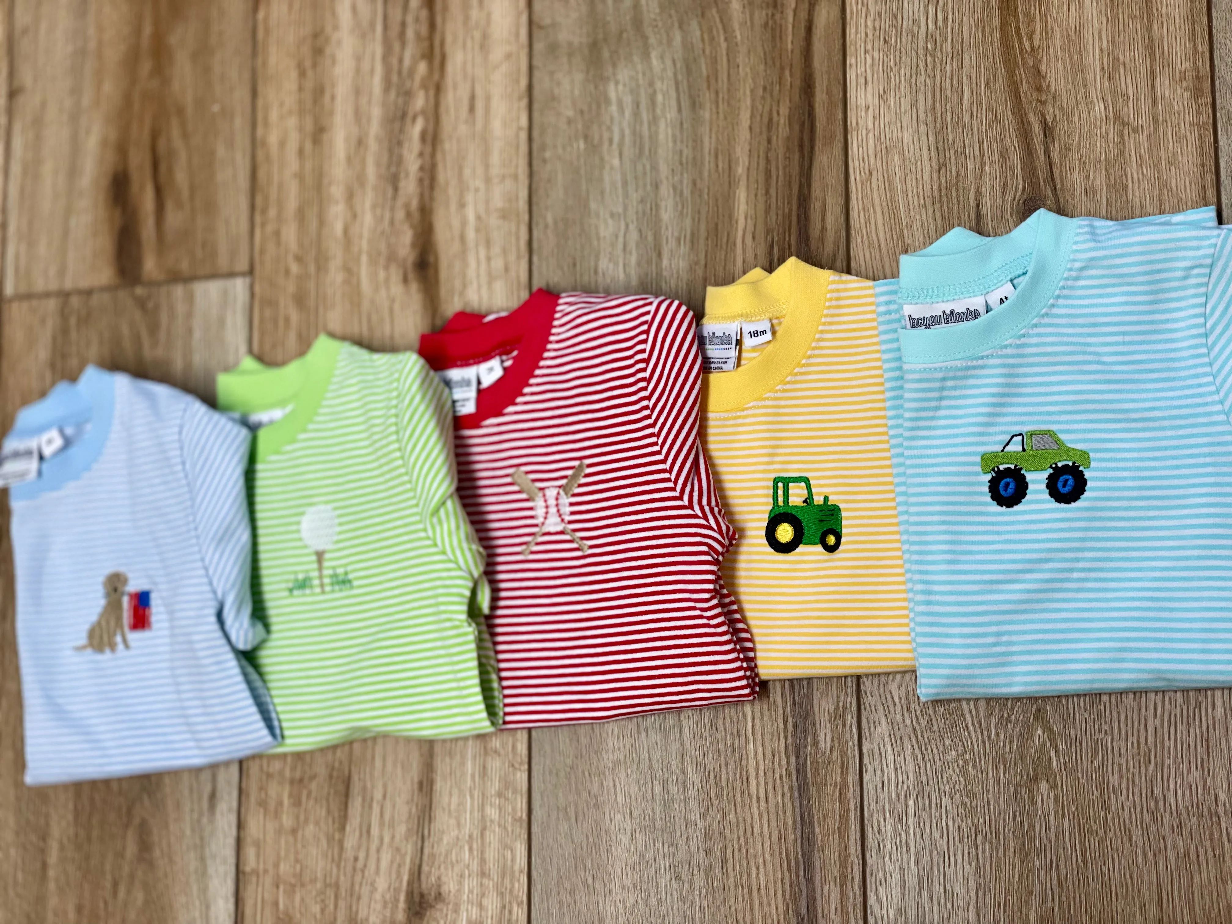 Boys Embroidered Striped Tees