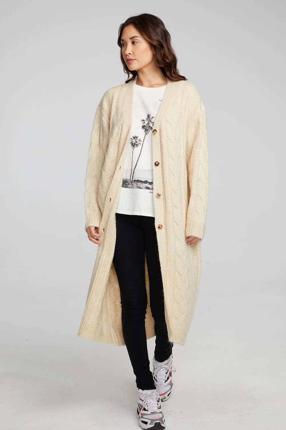 Bridge Macaroon Long Cardigan