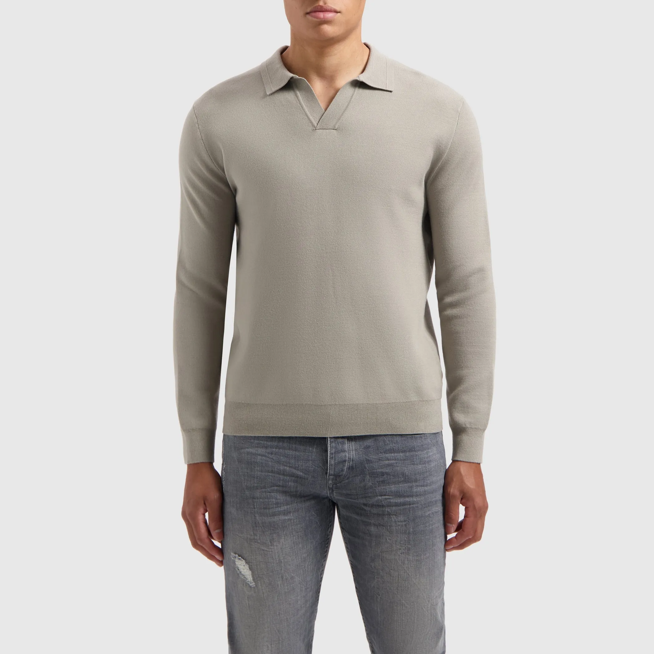 Buttonless Polo Knitwear | Taupe