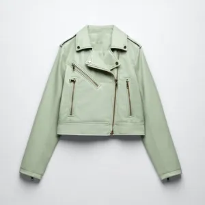 Buy New Style Green Women's Lambskin Riding Leather Biker Jacket