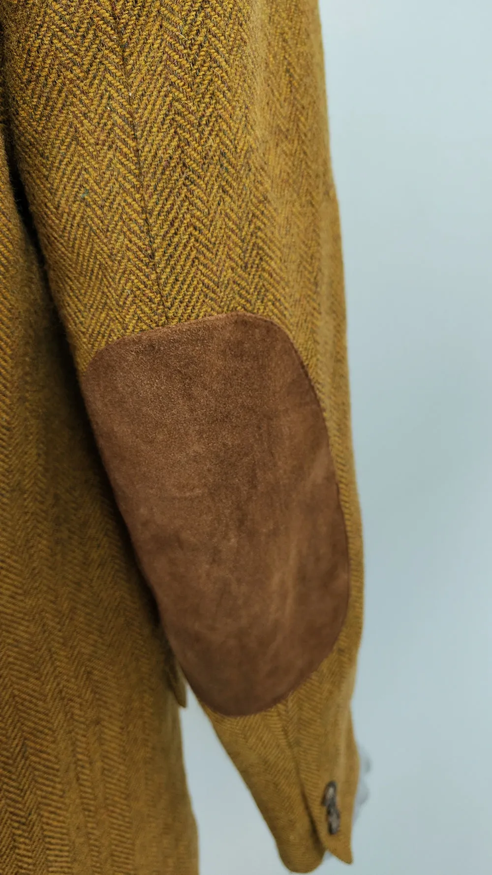 Byblos Vintage Mens Mustard Wool Tweed & Suede Blazer Jacket, 1980s