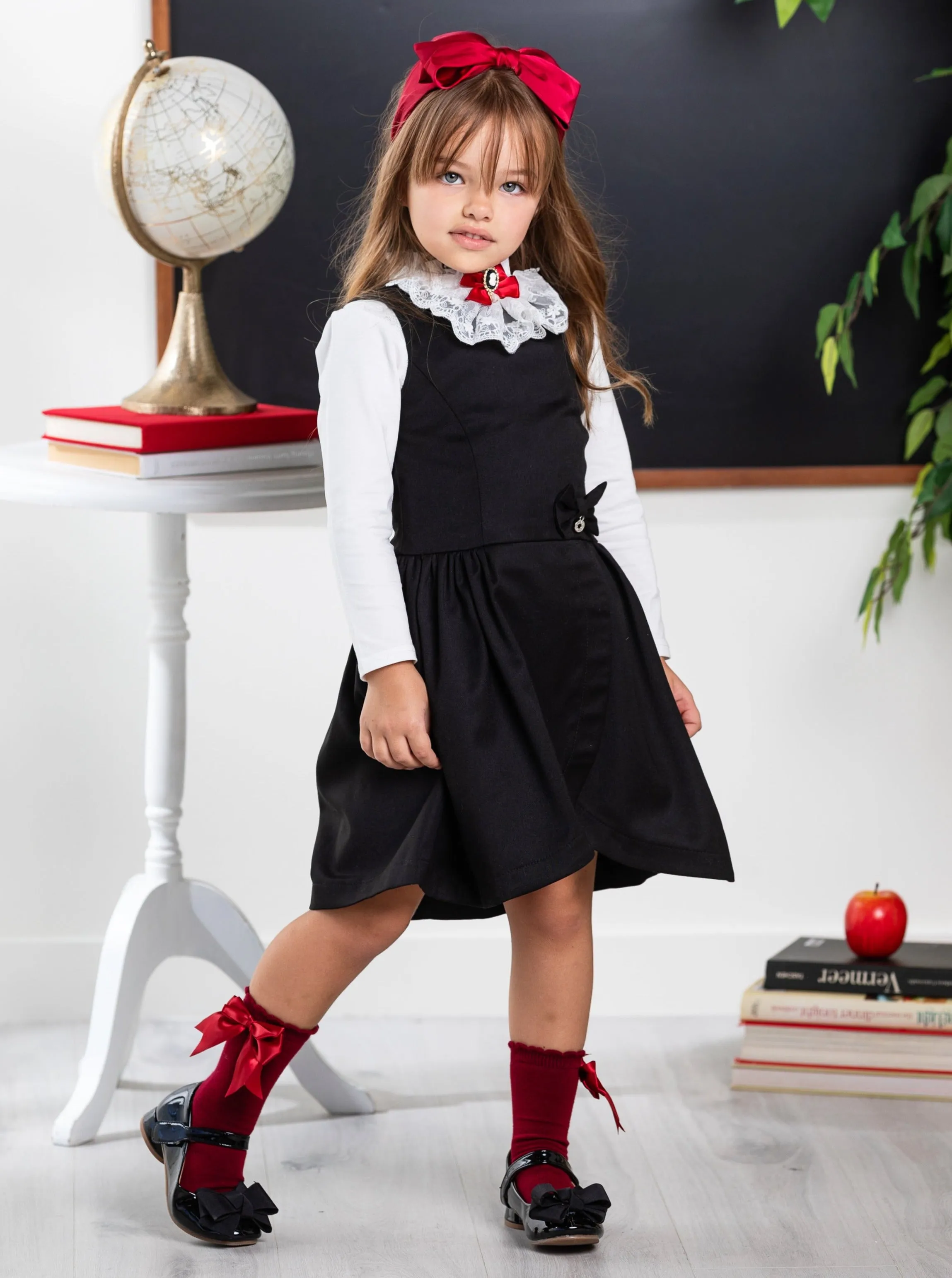 Classic Black Bow Accent A-Line Dress by Kids Couture