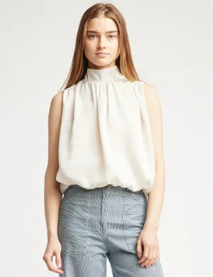 Cora Sleeveless Blouse, Cream Satin