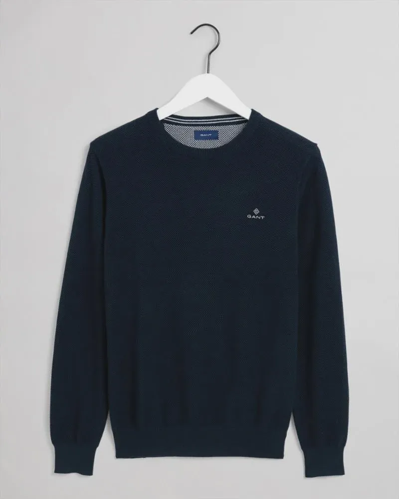 Cotton Pique Crew - Evening Blue