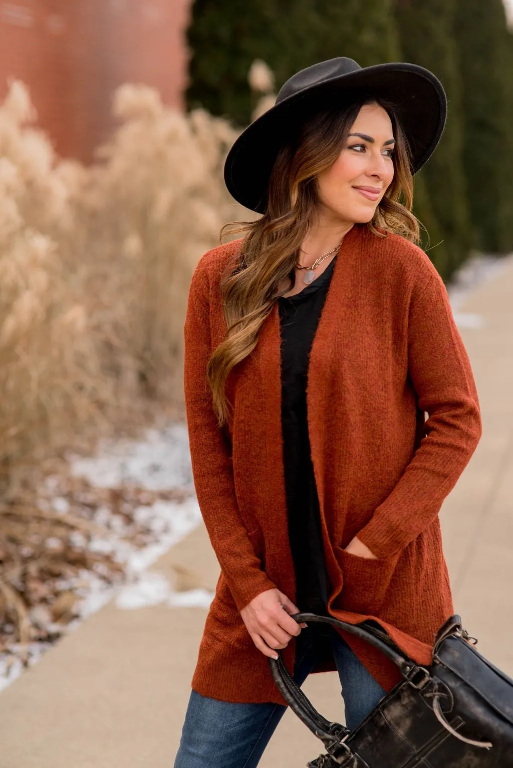 Cozy Lightly Ribbed Tunic Cardigan