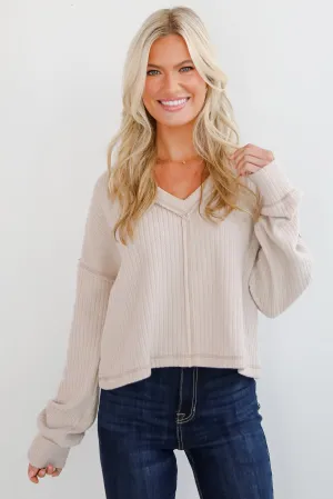 Cozy Sophisticate Cream Soft Knit Top