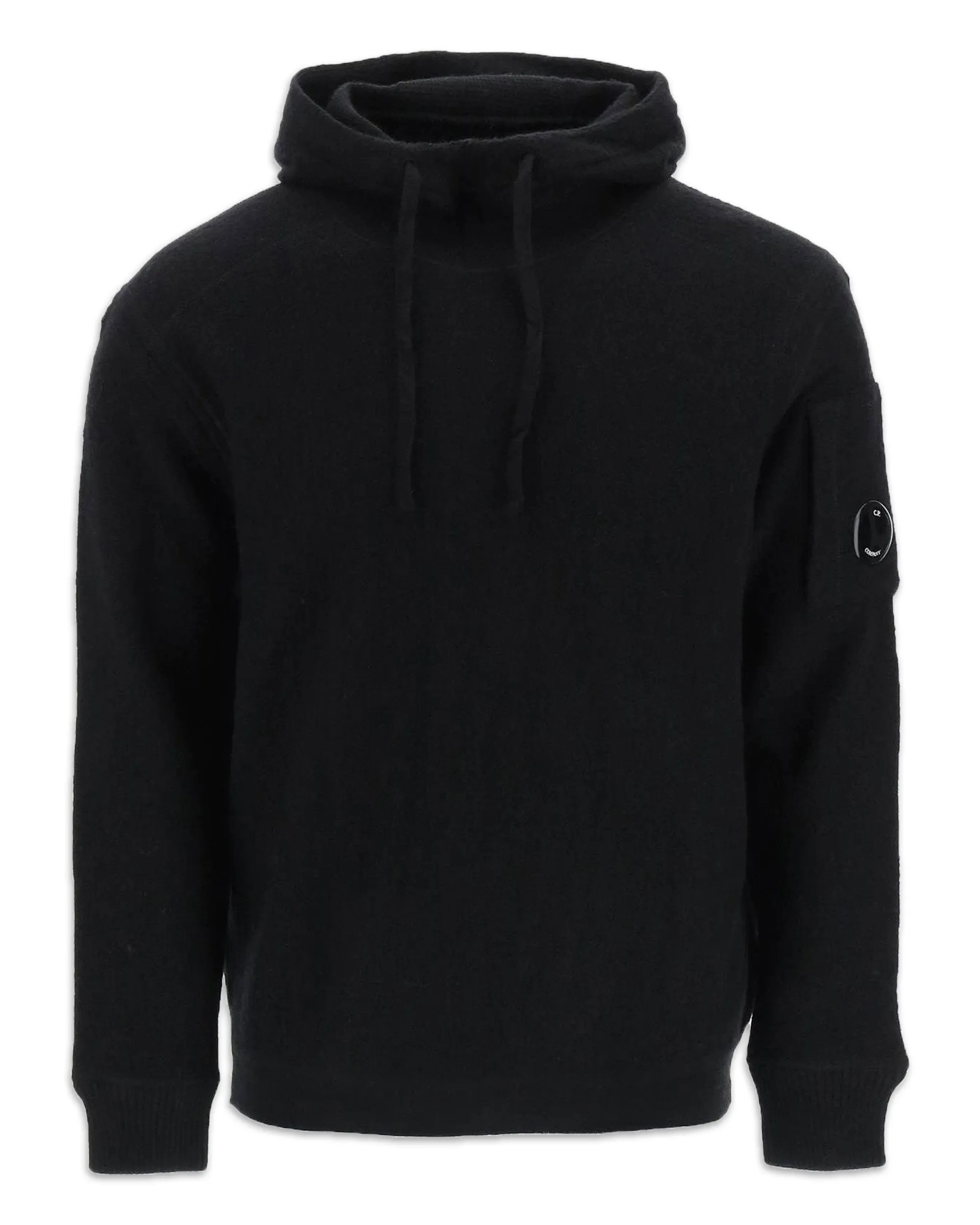 CP Company Knitwear Hooded in merino wool matted Nero