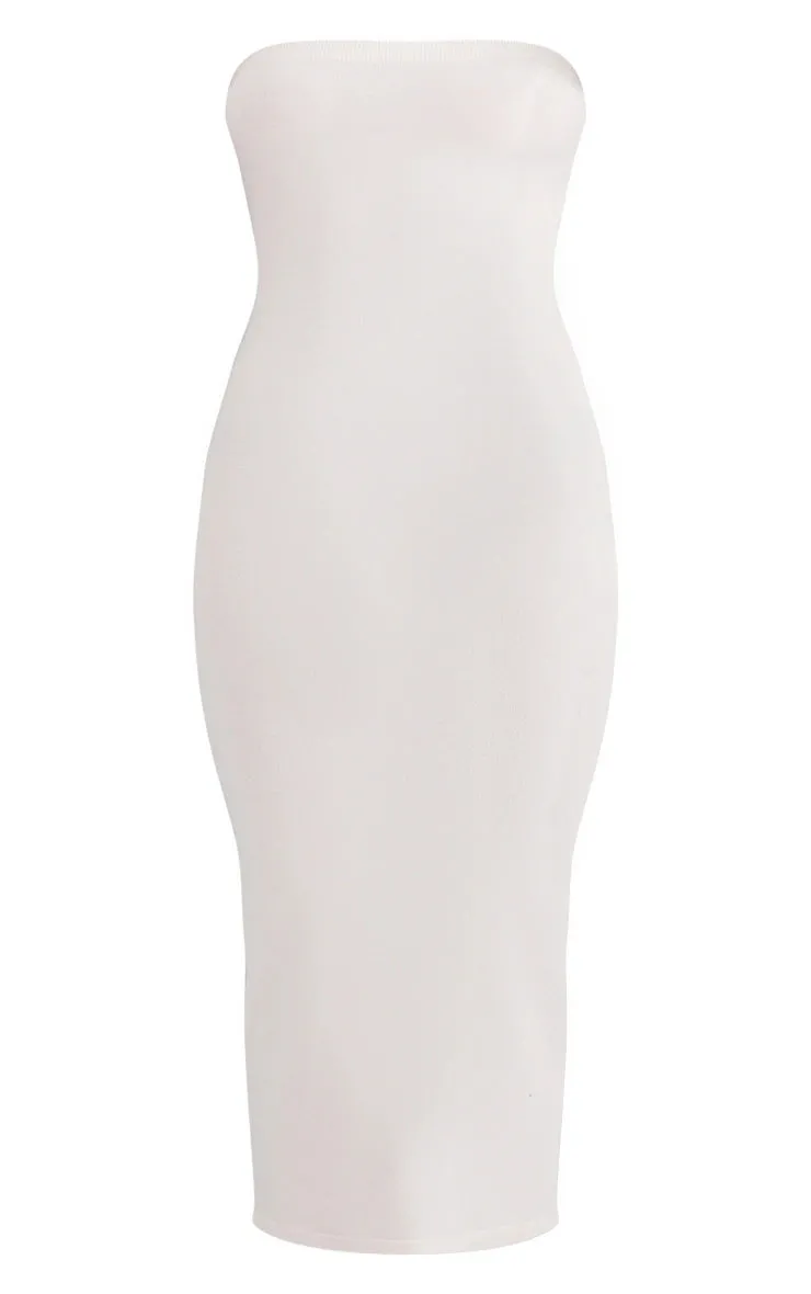 Cream Super Soft Knit Bandeau Dress