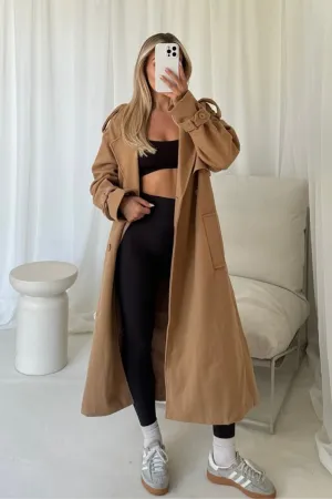 Darla camel long trench coat