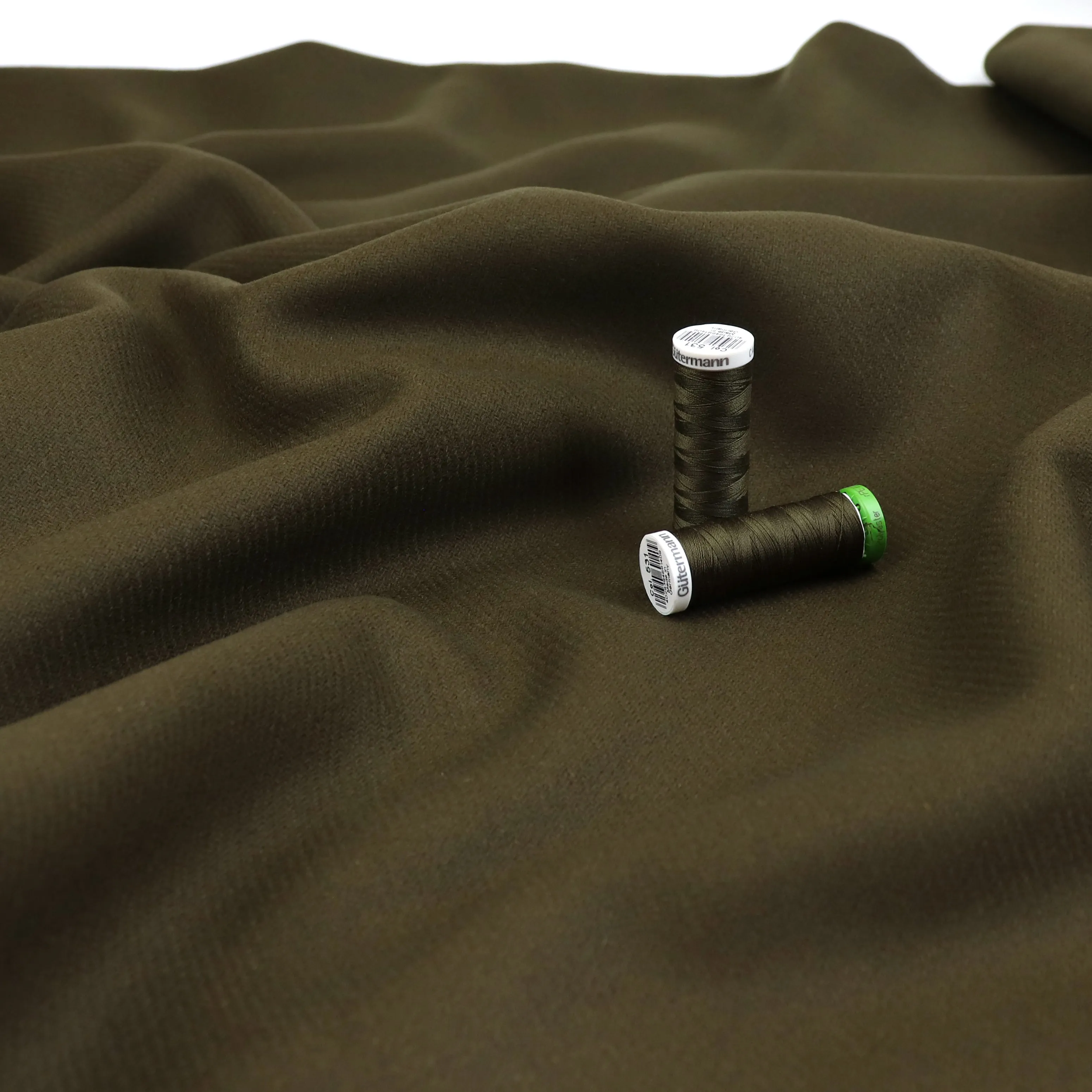 Deadstock Wool Cashmere Blend Coating - Dark Olive Green