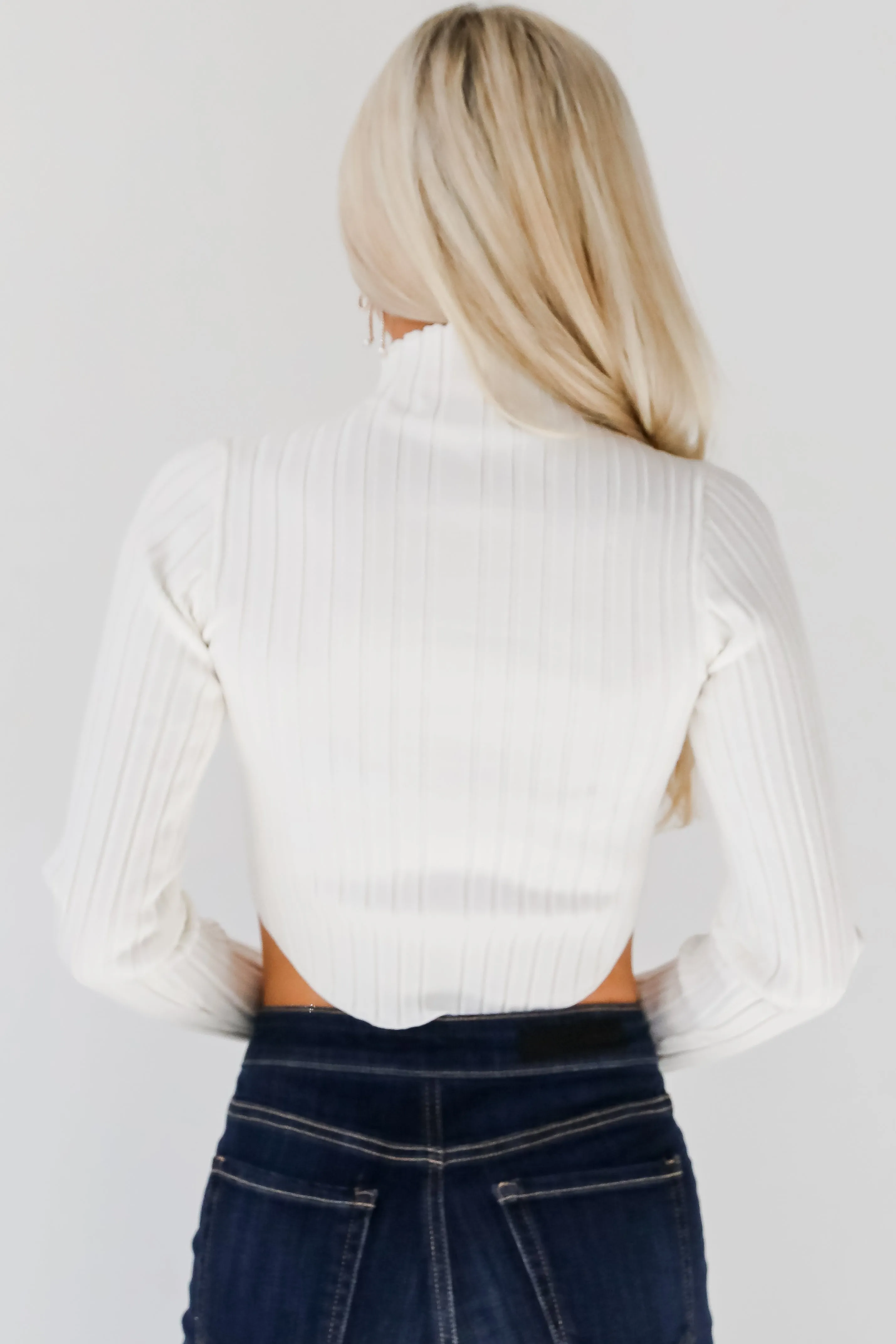 Decidedly Flirtatious Ribbed Mock Neck Top - DOORBUSTER