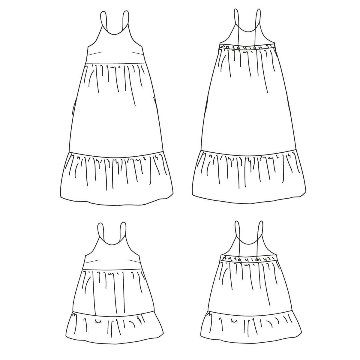 Duo for woman and kid LENA blouse and dress - Paper Sewing Pattern