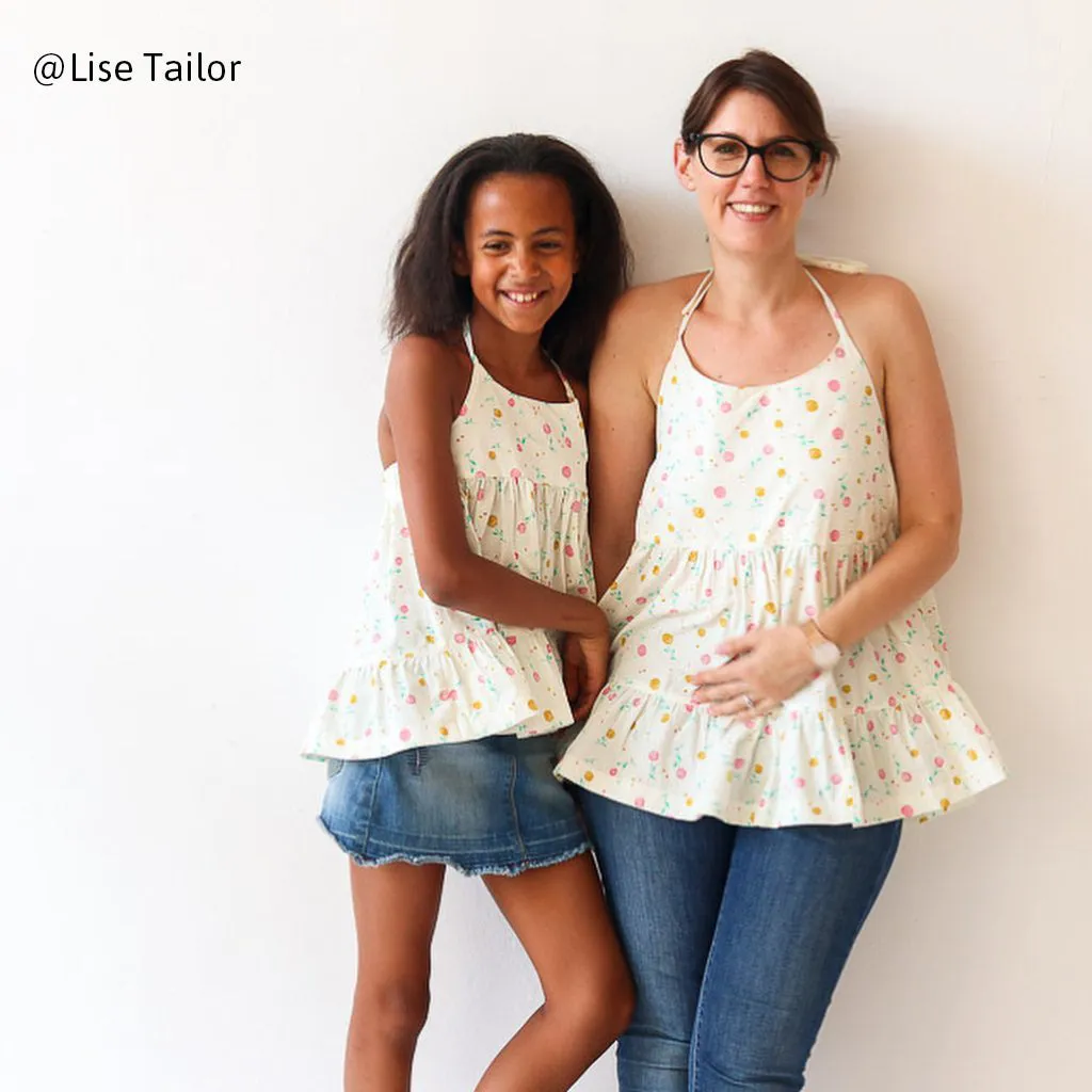 Duo for woman and kid LENA blouse and dress - Paper Sewing Pattern