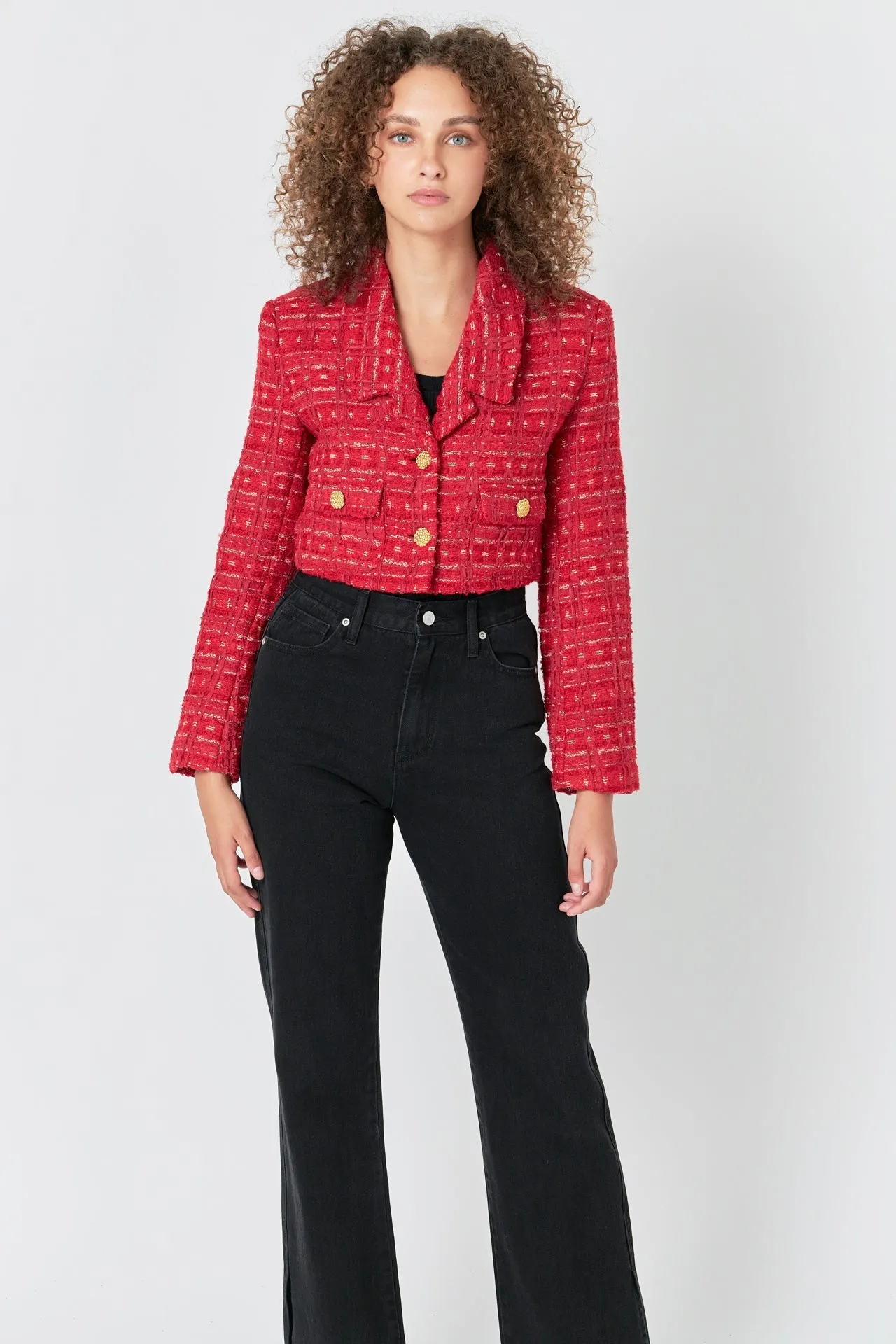 Endless Rose - Premium Cropped Tweed Jacket