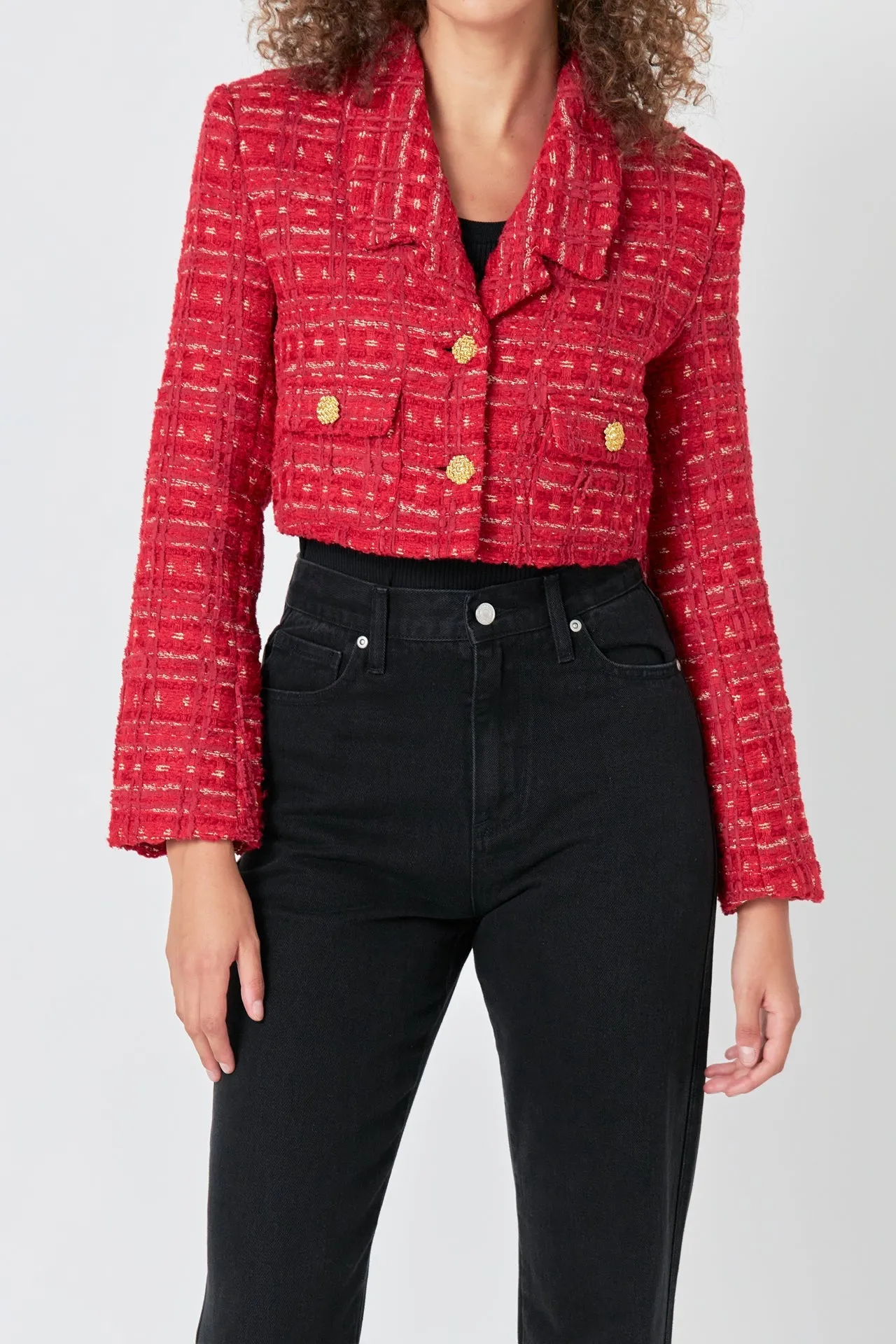 Endless Rose - Premium Cropped Tweed Jacket