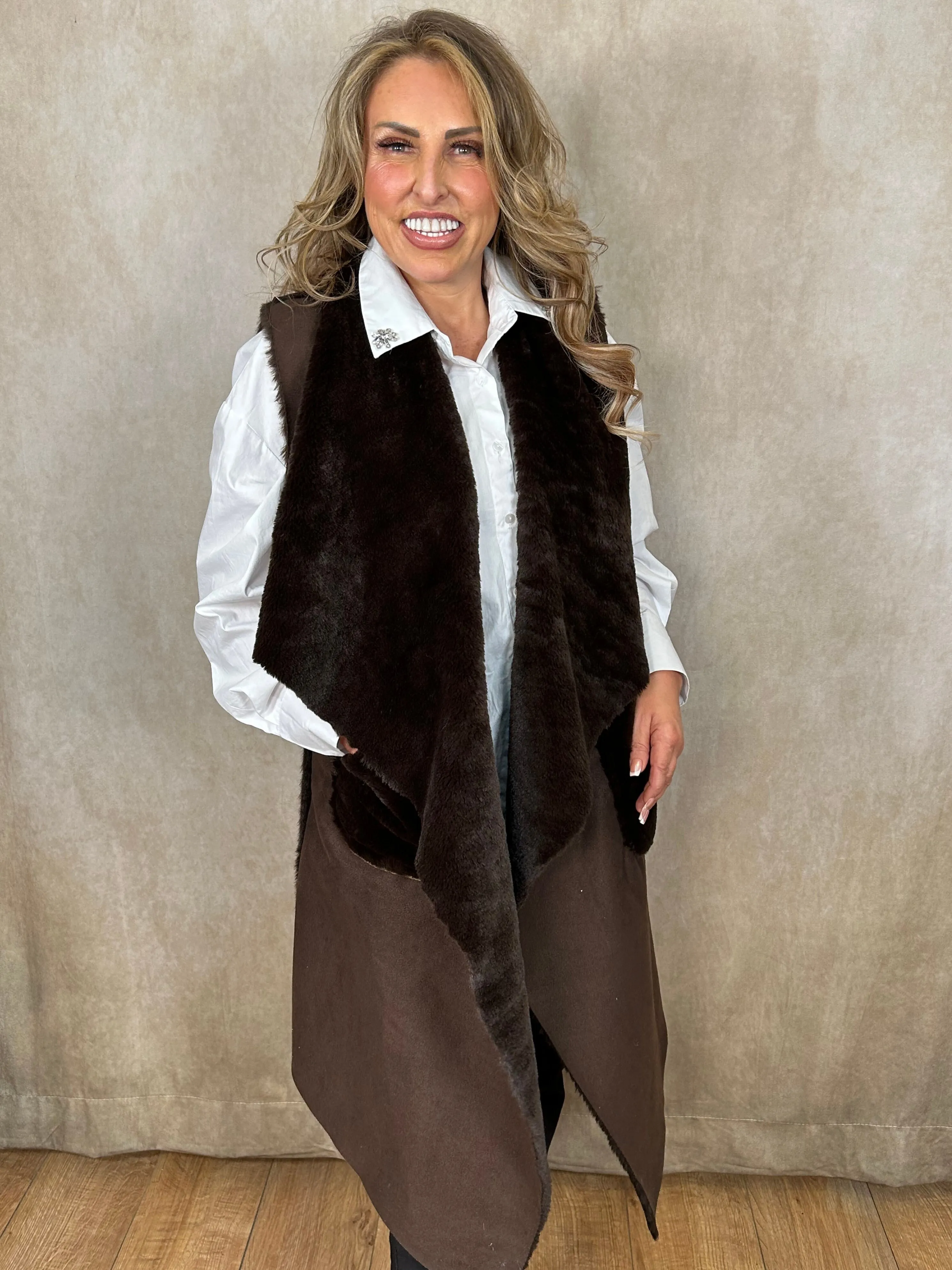 Faux Fur  Longline Waistcoat