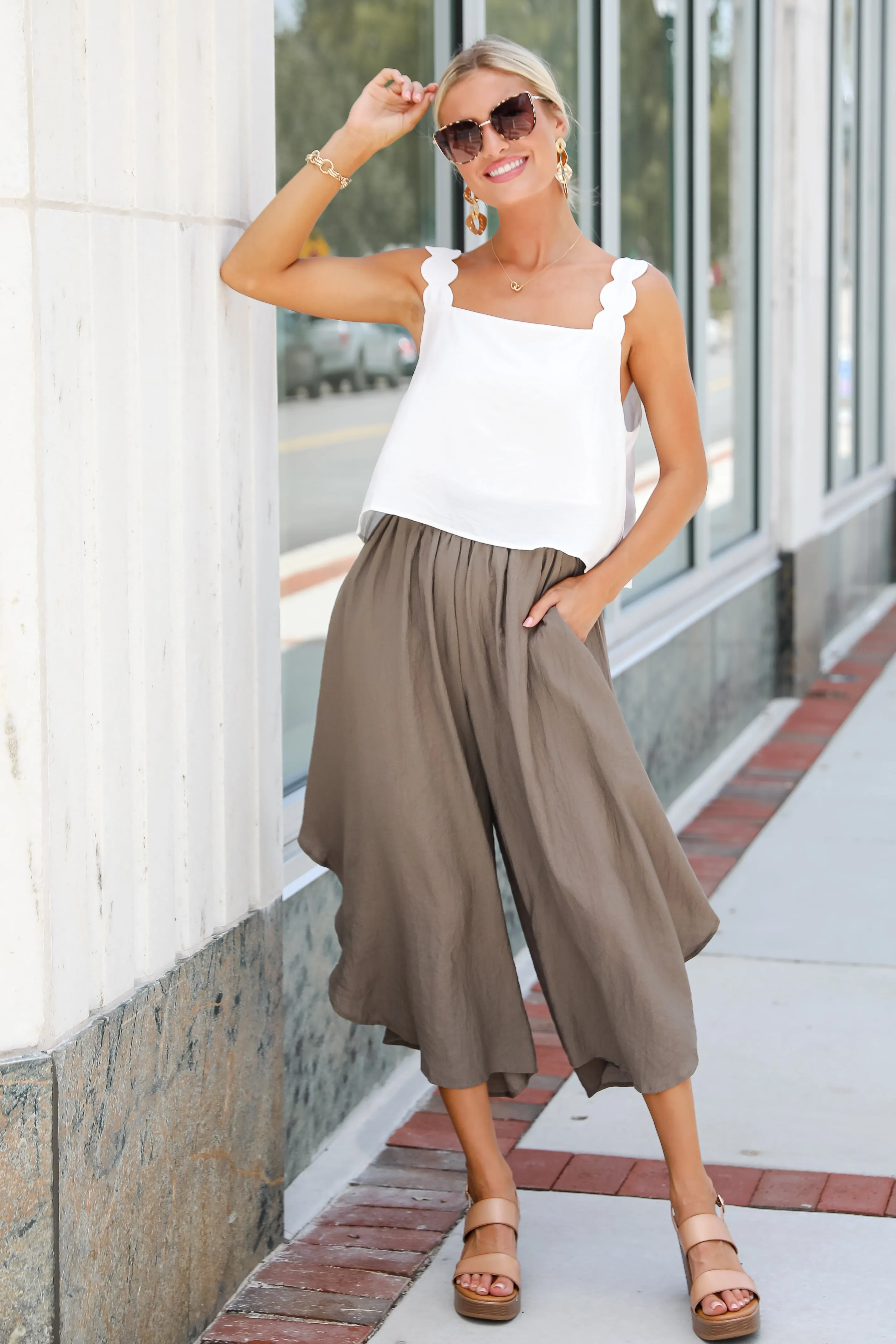 FINAL SALE - Carefree Energy Mocha Wide Leg Pants