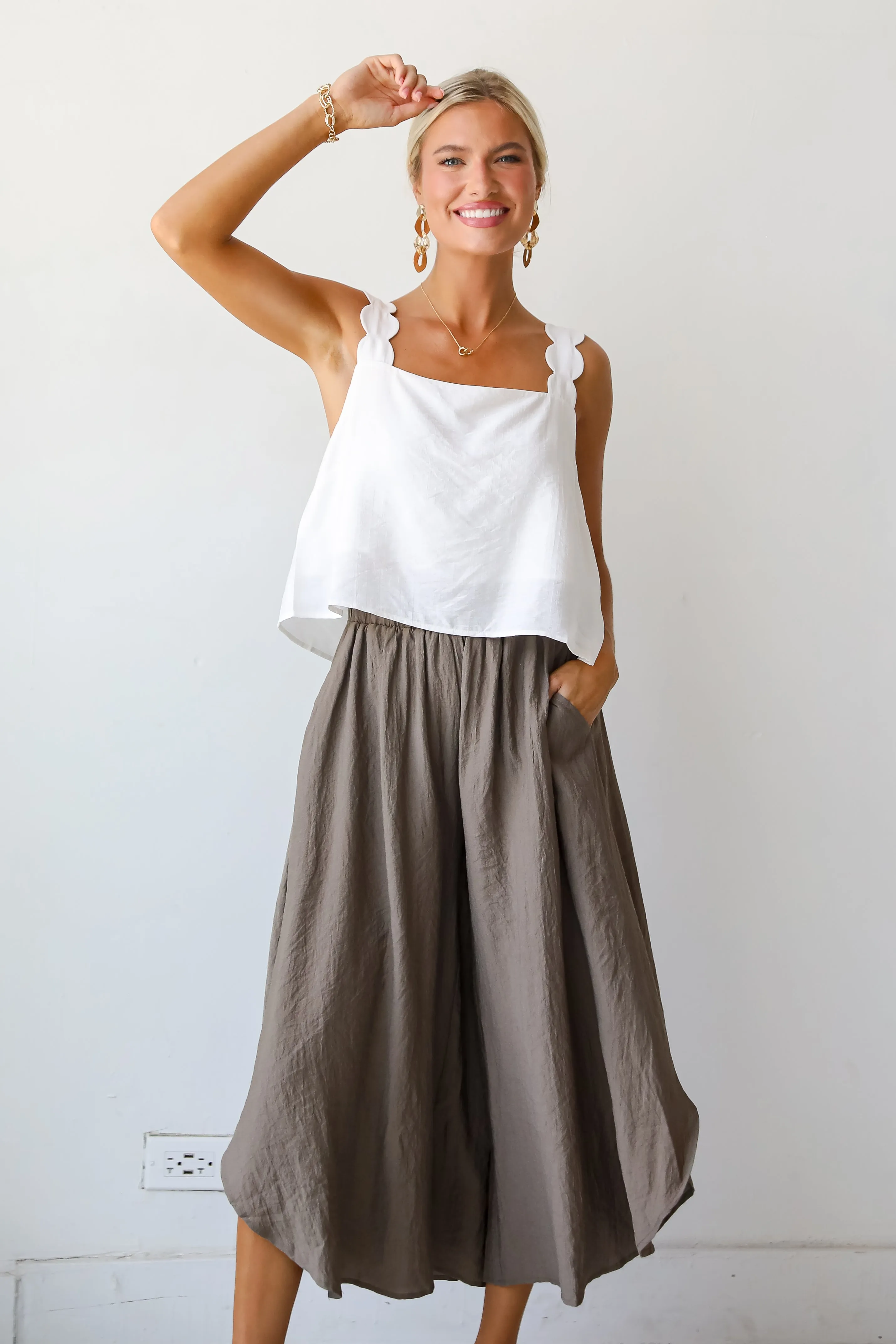 FINAL SALE - Carefree Energy Mocha Wide Leg Pants