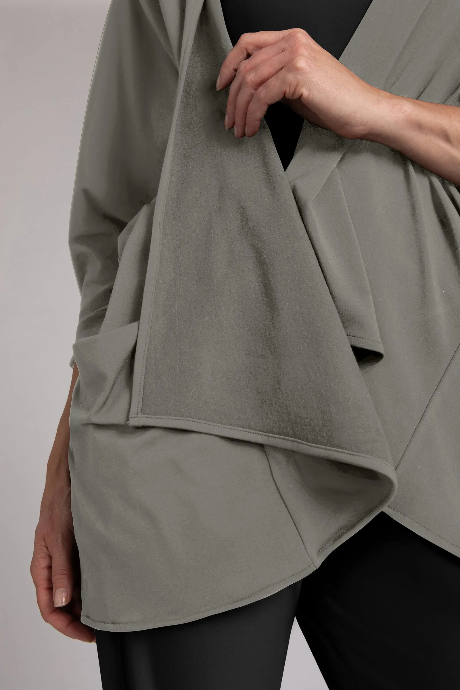 Fleece Back Jersey Matrix Cardigan | Taupe