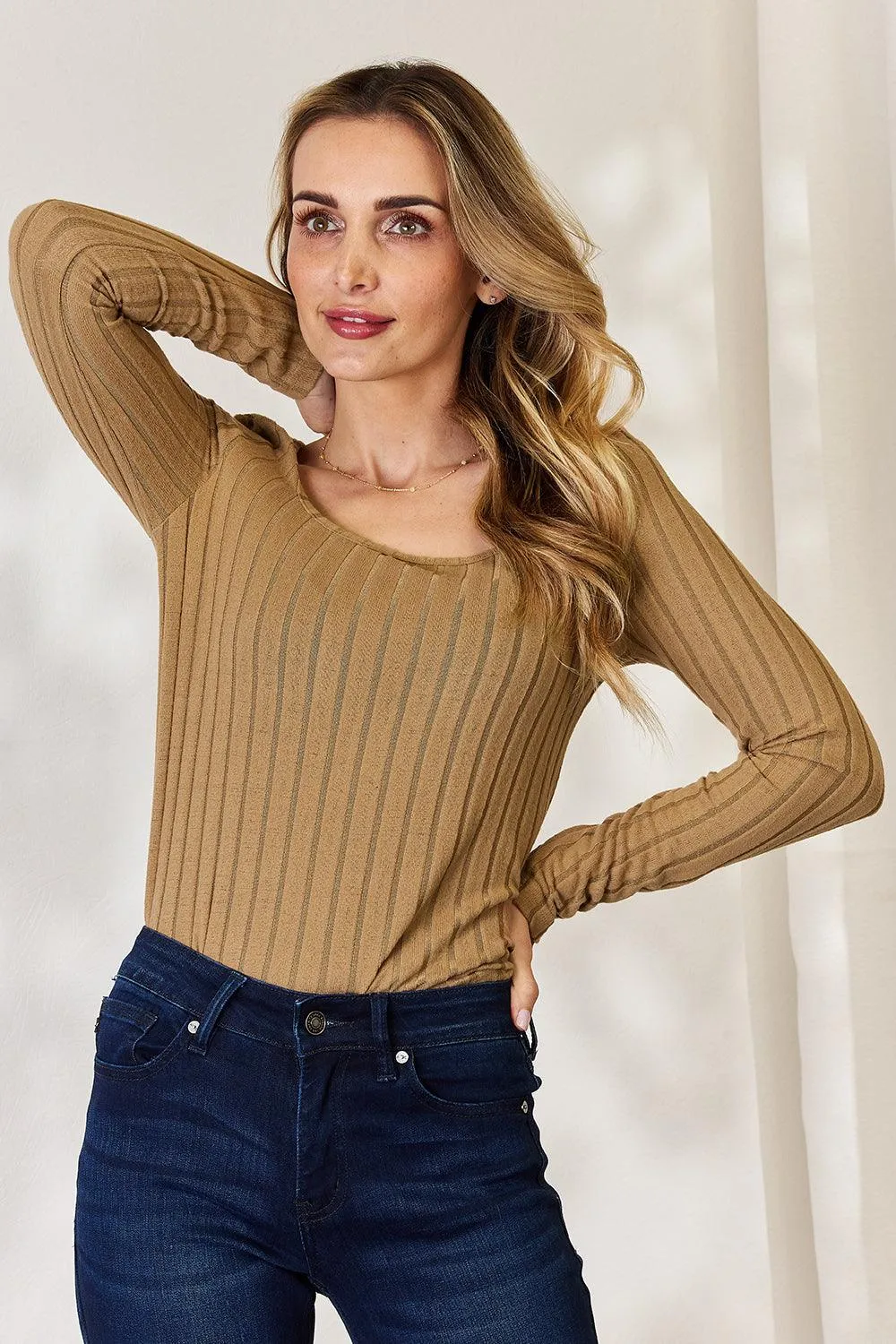 Full Size Ribbed Long Sleeve T-Shirt