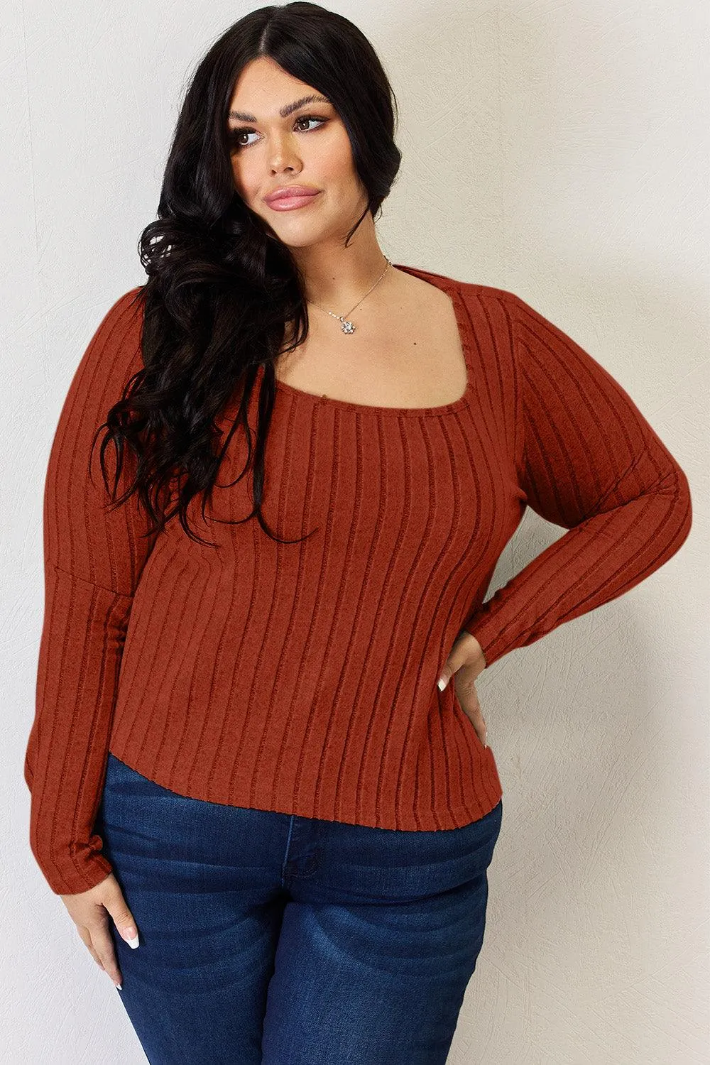 Full Size Ribbed Long Sleeve T-Shirt