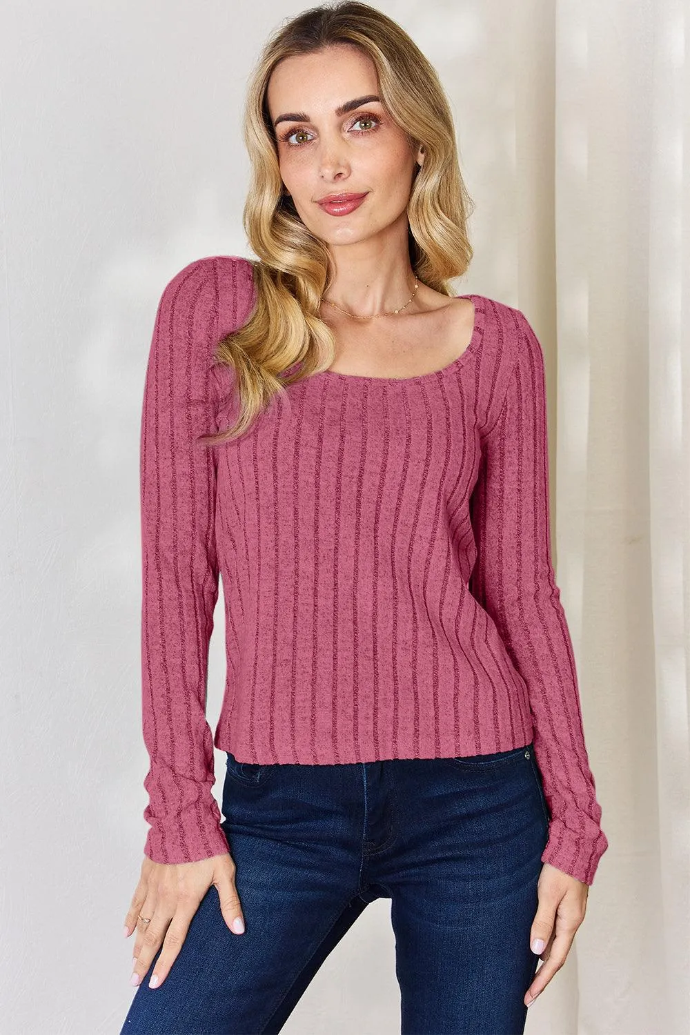 Full Size Ribbed Long Sleeve T-Shirt