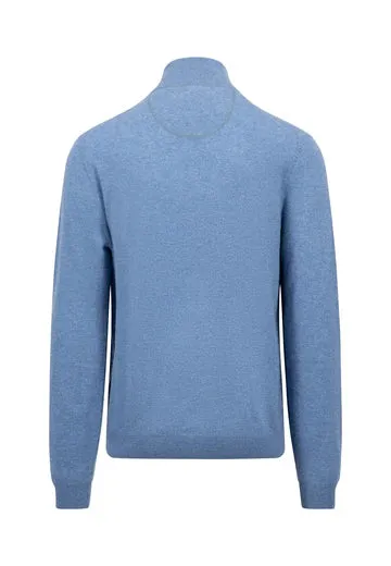 Fynch Hatton - Half Zip Knit Jumper, Cloud Blue (XL & XXL Only)