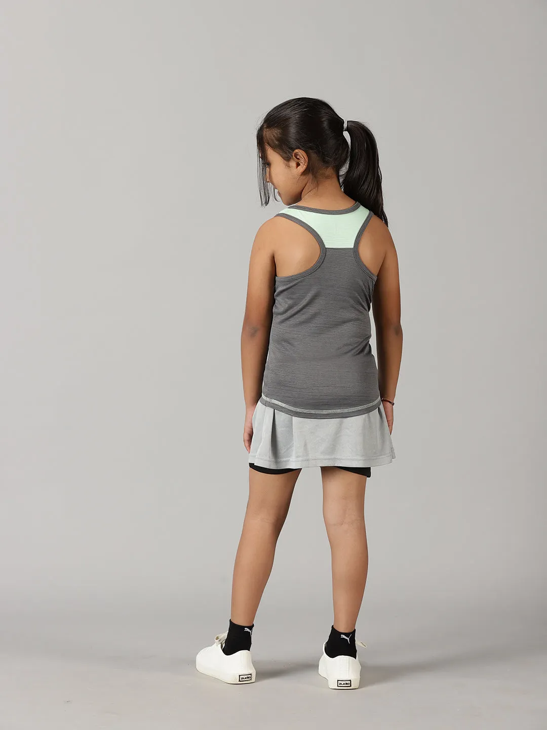 Girls Cut & Sew Round Neck Tank Top