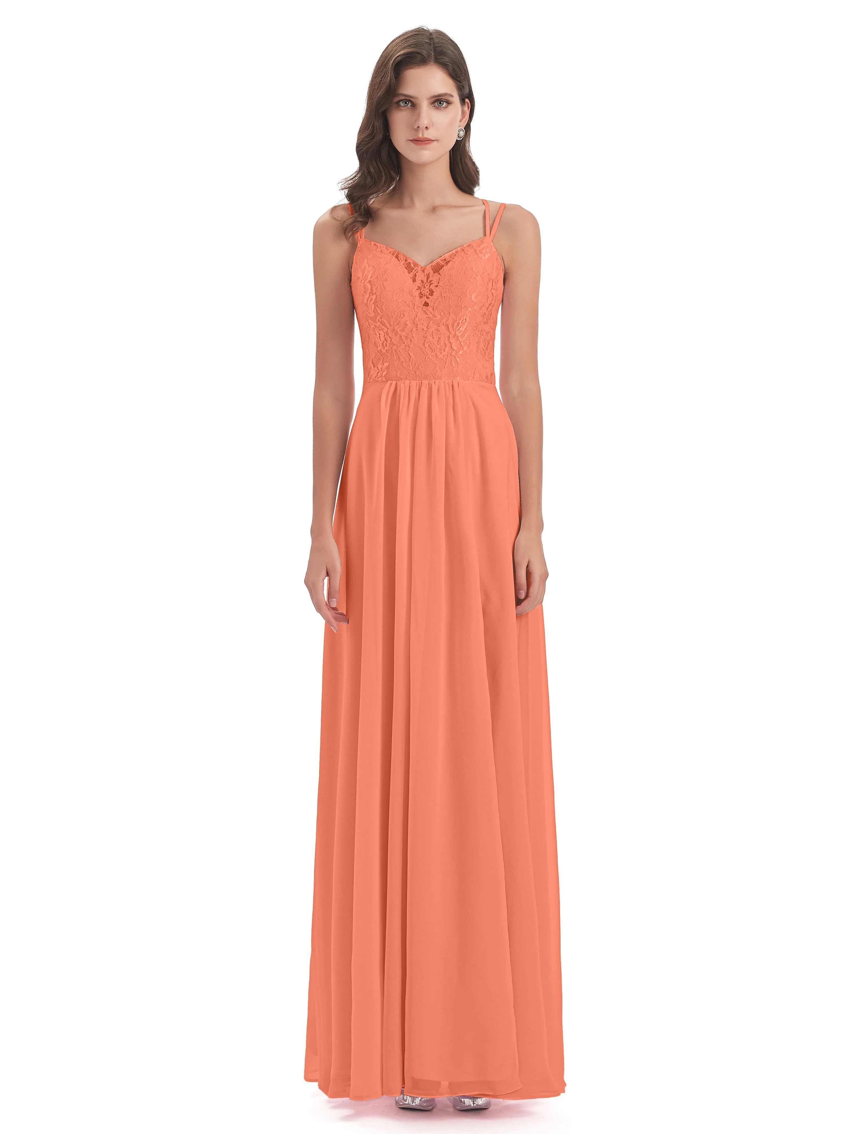 Heidi Elegant Spaghetti Straps Long Bridesmaid Dresses