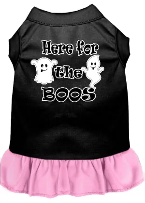 Here For The Boos Screen Print Dog Dress Black With Light Pink Med (12)