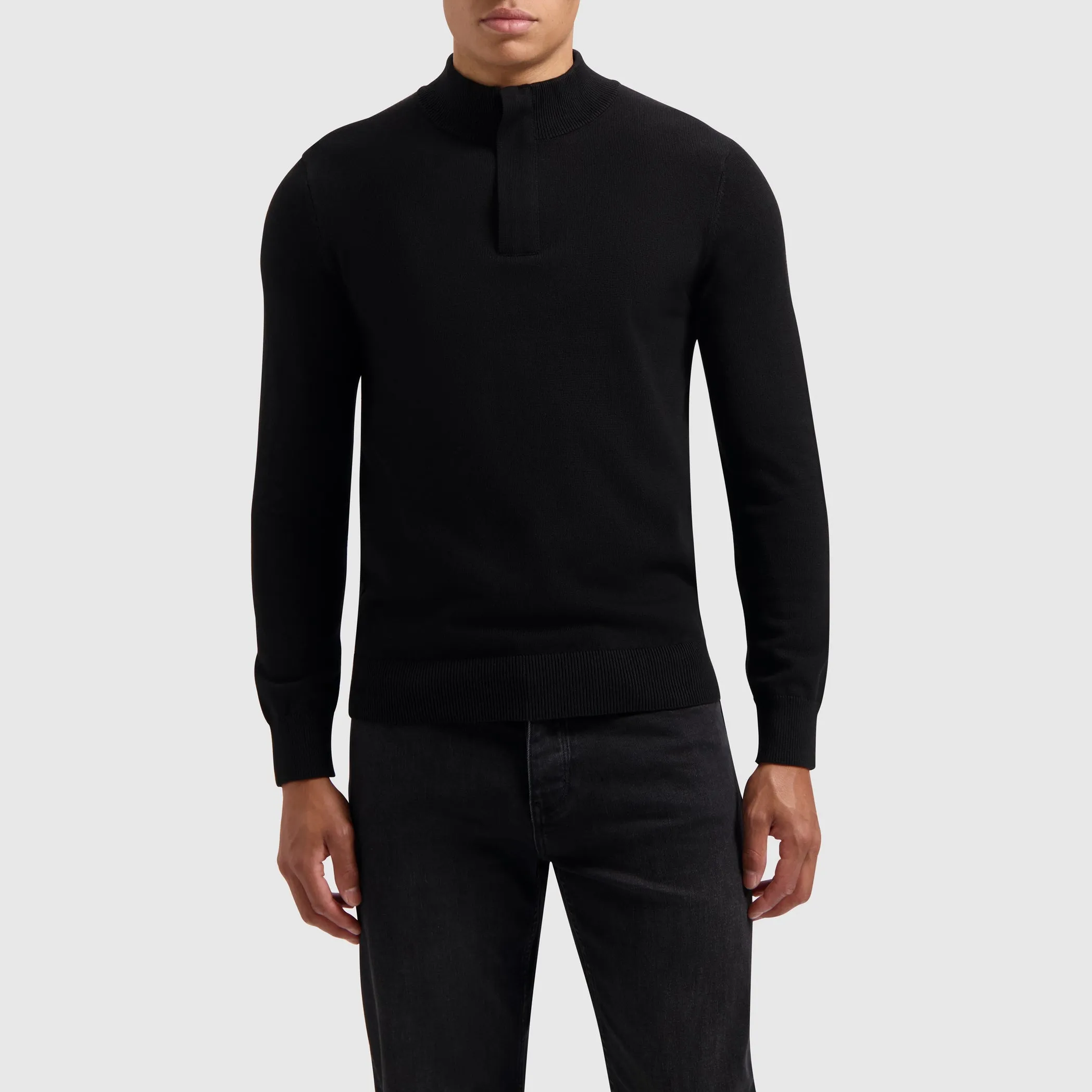 Hidden Halfzip Knitwear | Black