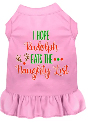 Hope Rudolph Eats Naughty List Screen Print Dog Dress Light Pink Xxl