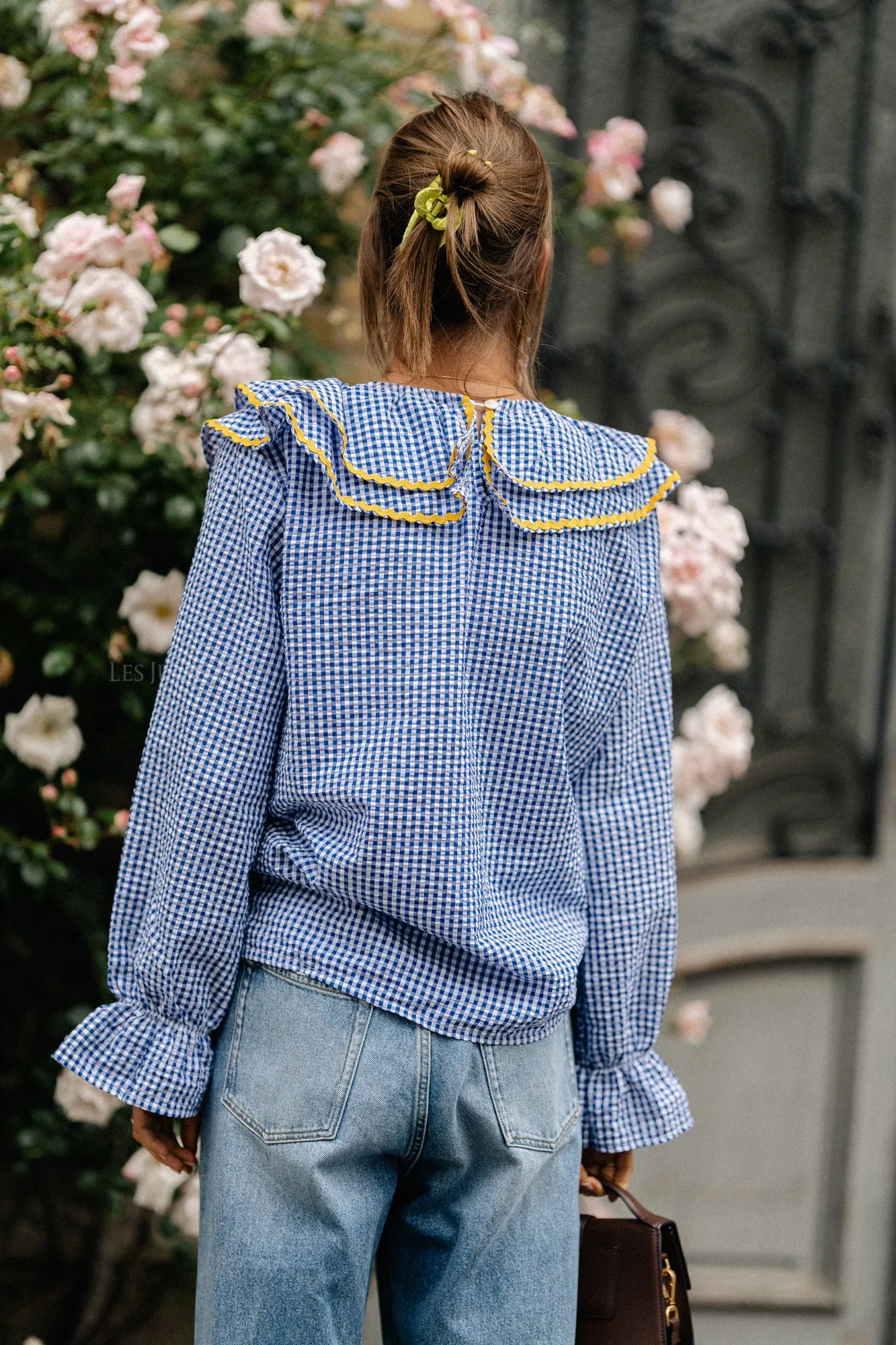 Jolene checkered blouse royal blue