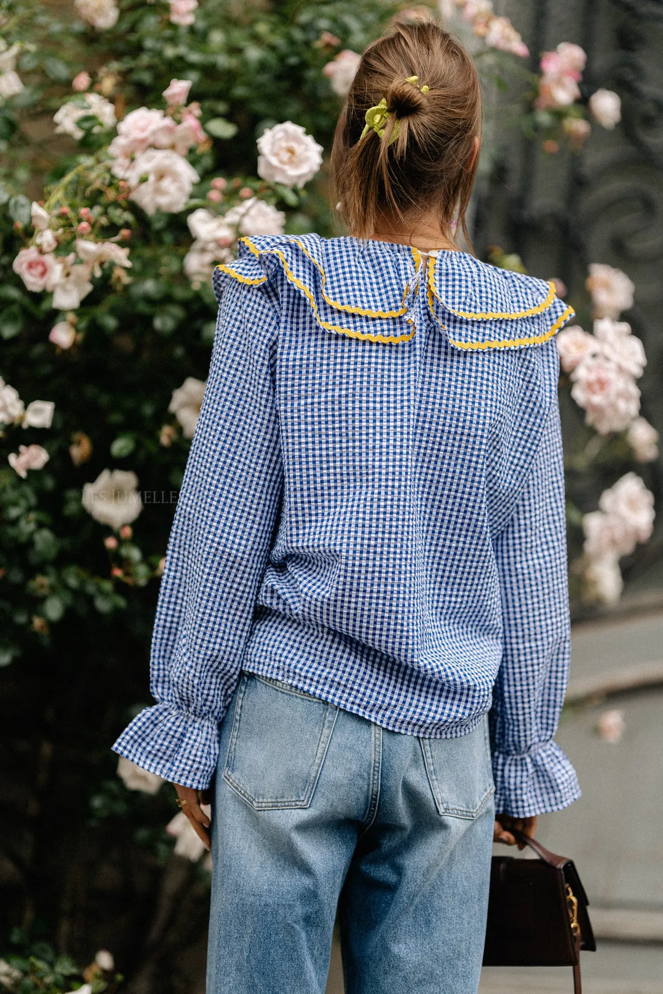 Jolene checkered blouse royal blue